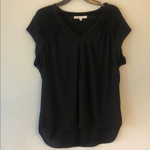 Black Chiffon Short Sleeve Shirt